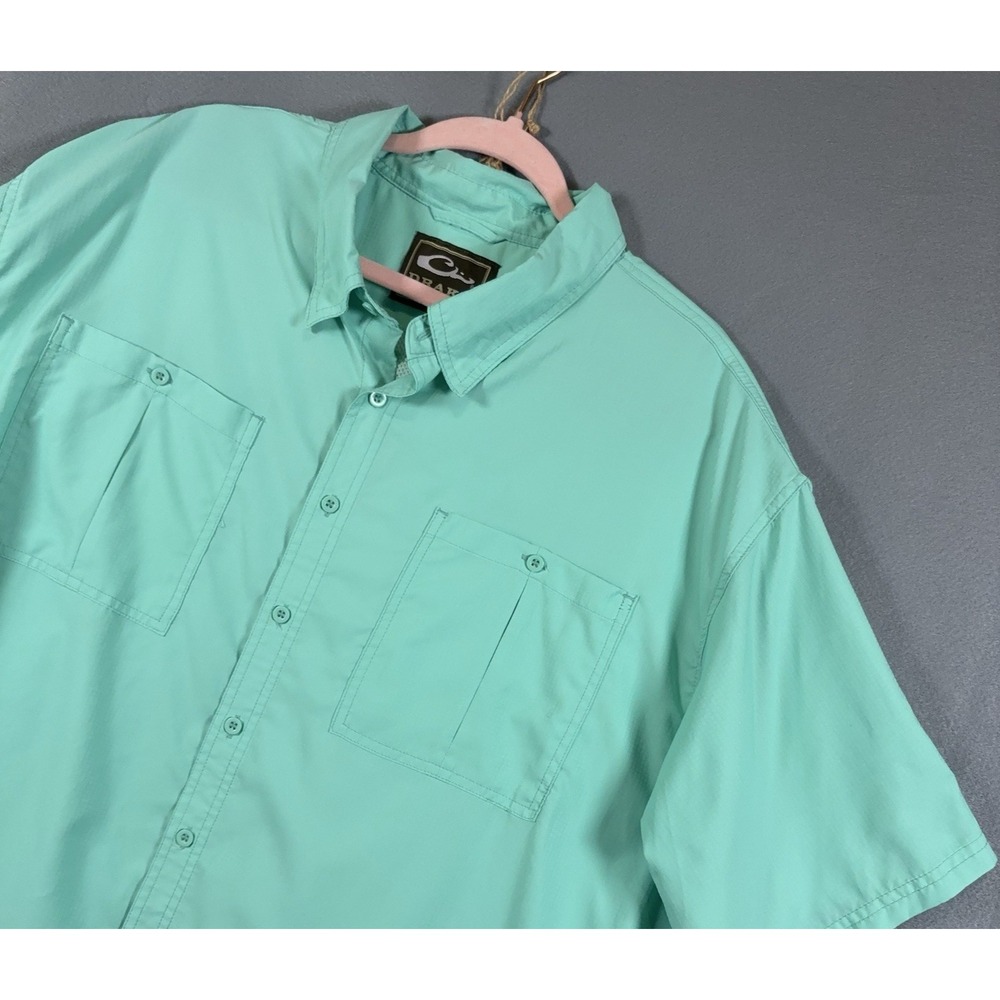 Drake Waterfowl Systems Fishing Shirt Men XL Teal Green Vented Sol Shield Pocket
